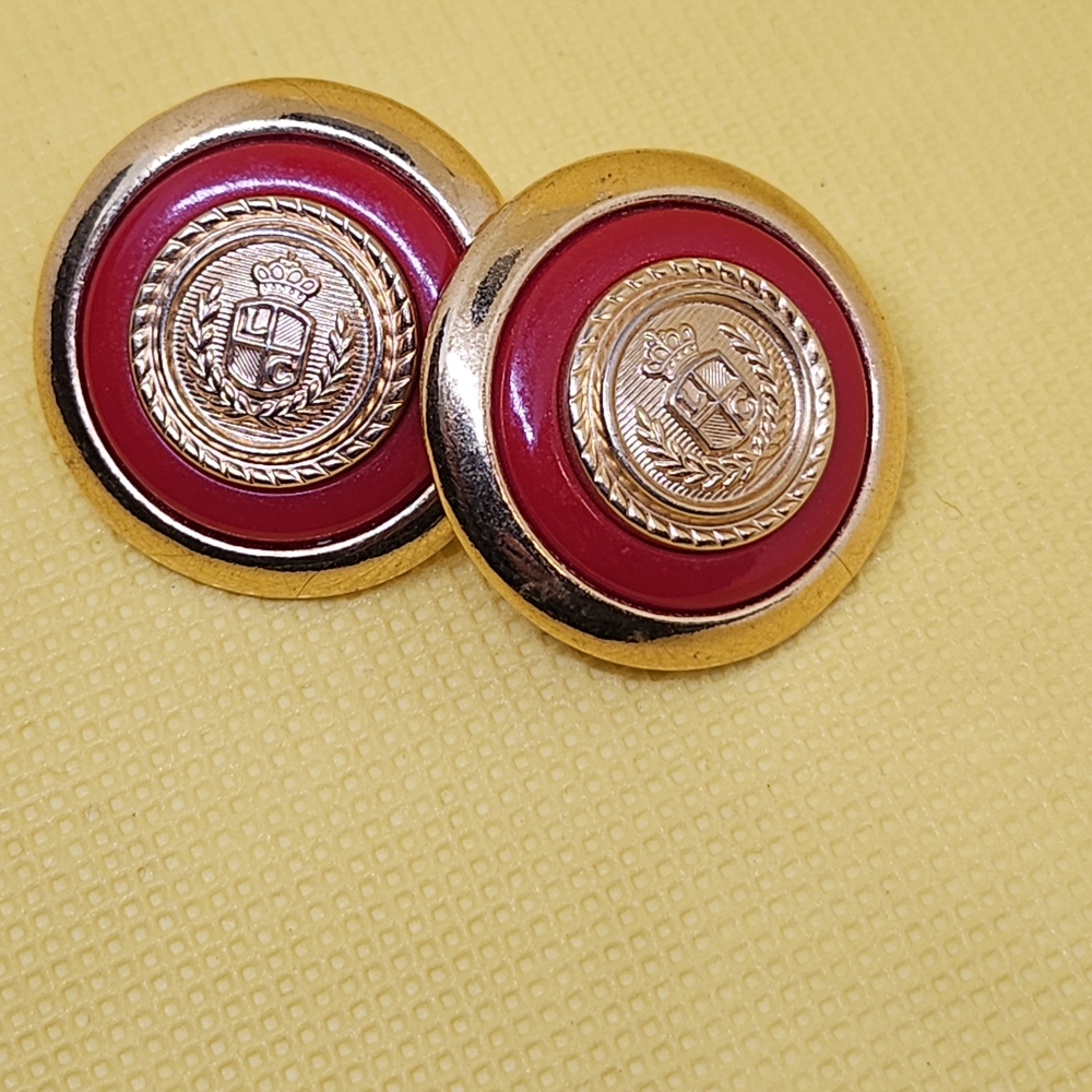 Liz Claiborne Red and Gold Earrings